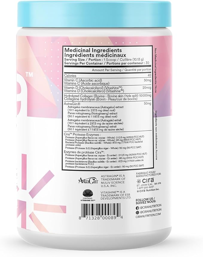 Cira Glow-Getter Collagen Peptides Powder for Women 30 Servings,