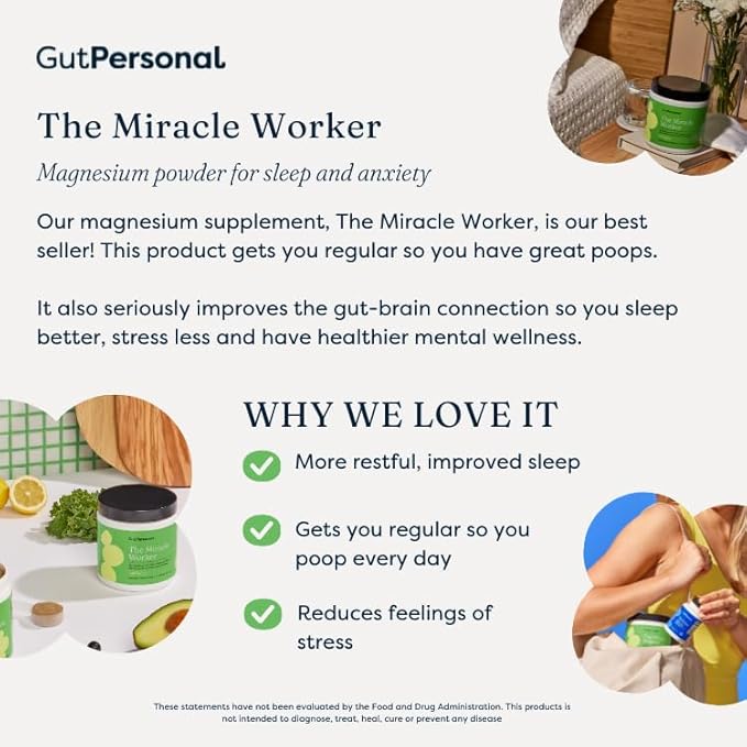The Miracle Worker Magnesium Powder Supplement: Reduce Stress and Improve Sleep Quality and Regularity While Easing Muscle Cramps, Strawberry Flavor, 30 Servings