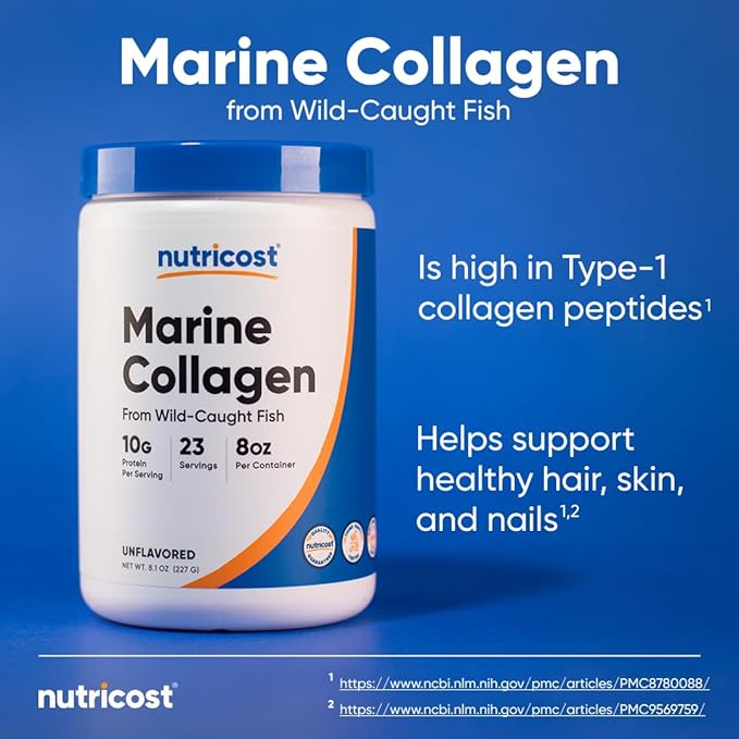 Nutricost Marine Collagen Powder Wild Caught (8 oz) 23 Servings, 10 G