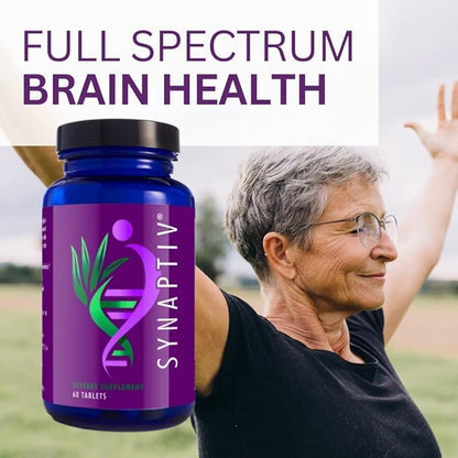Youngevity Synaptiv™ Brain Support - 12 in1 - Ginkgo, Huperzine, Bacopa, Quercetin and More - with Potent Antioxidant Blend + Vitamins - 60 Count (Pack of 2)