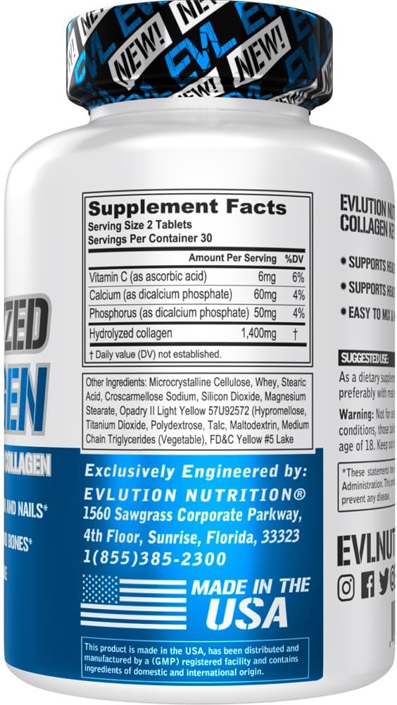 Evlution Nutrition Hydrolyzed Collagen 1400mg Hydrolyzed 30 Servings