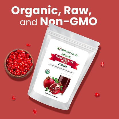 Z Natural Foods Pomegranate Powder - Organic Pomegranate Juice Powder, Pure & Natural Pomegranate Fruit Extract - Nutritious, Antioxidant Superfood for Smoothies, Tea, Yogurt & Culinary Use, 1 lb