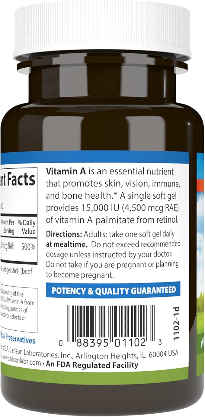 Carlson - Vitamin A, 15000 IU (4500 mcg 240 Softgels