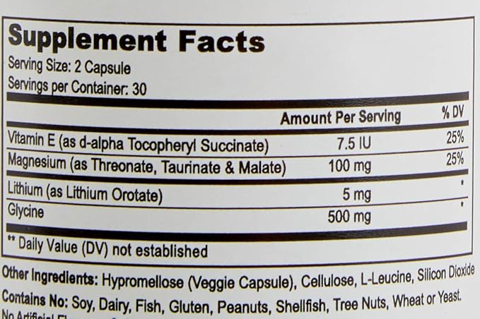 Lithium Orotate 5mg + Tri-Magnesium Threonate, 60 Vegetarian