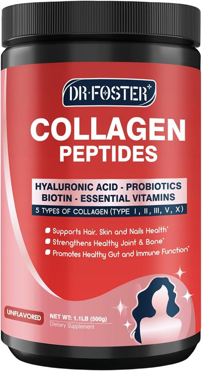 Multi-Collagen-Peptide-Powder with Probiotics, 50 Servings of