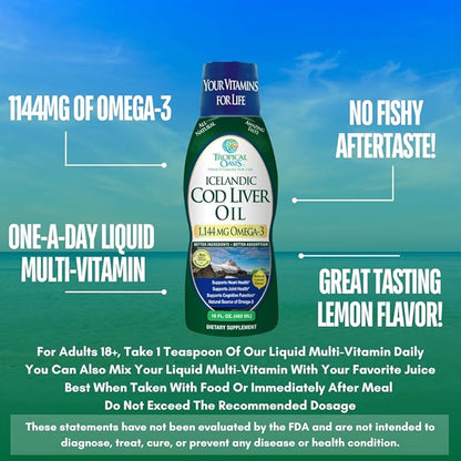 Tropical Oasis - Icelandic Cod Liver 1144mg of Omega-3 Fish 90 Servings)