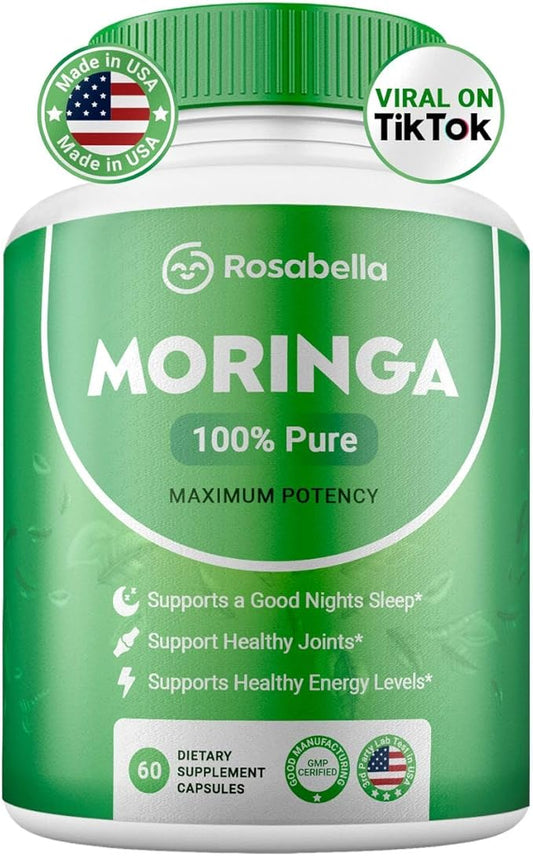 Moringa Powder Capsules - Pure Nutrient-Rich Moringa Powder - A Natural Green Antioxidant Superfood - Supports Energy, Skin Health, Gut Health+ - w/Essential Vitamins & Amino Acids A1