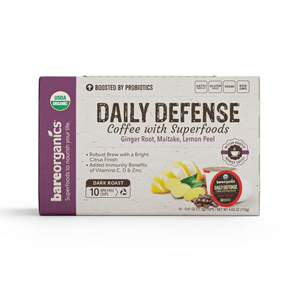 BareOrganics Daily Defense Coffee with Superfoods, 60ct (15660)