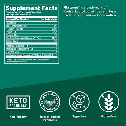 Bulletproof Unflavored Gut Health Collagen Protein, 14 Ounces, 10g Grass-Fed Collagen Peptides for Gut, Skin, Bone and Joint Support