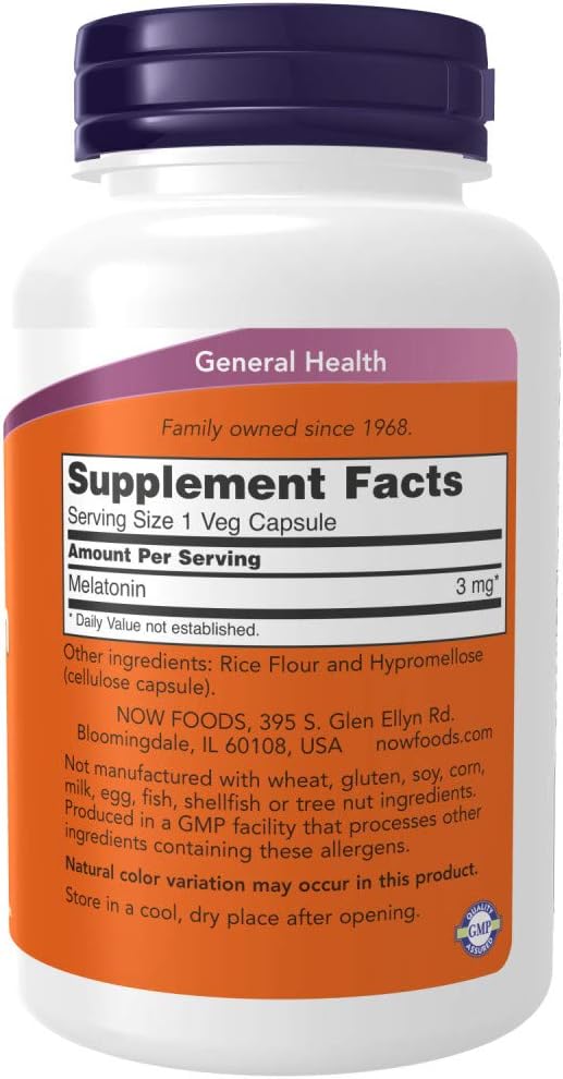 NOW Supplements, Melatonin 3 mg, Free 180 Veg