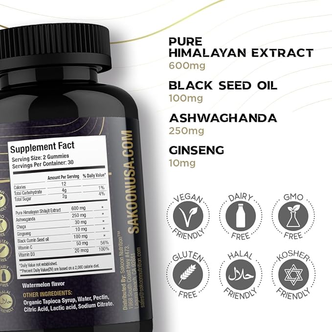 Pure Shilajit Supplement Gummies with Black