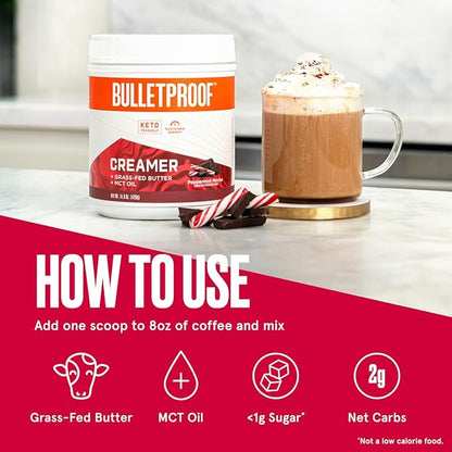 Bulletproof Peppermint Mocha Creamer, 14.8 Ounces, Keto Coffee Powder Creamer with MCT Oil and Grass-Fed Butter