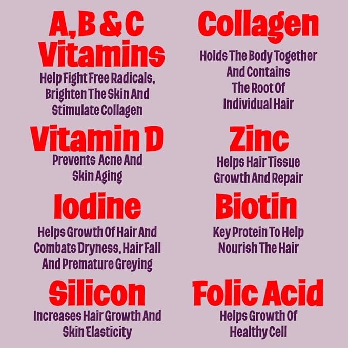 70 Hair Gummies Biotin 6000mcg Collagen 400mcg Vitamin