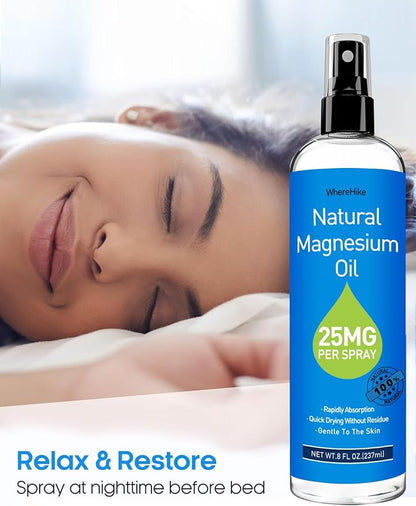 Pure Magnesium Oil Spray for Feet,Ideal Gift for Sleep & Muscle Relaxation,Better Sleep,Rapid Absorption,Quick Drying Without Residue-Unflavored