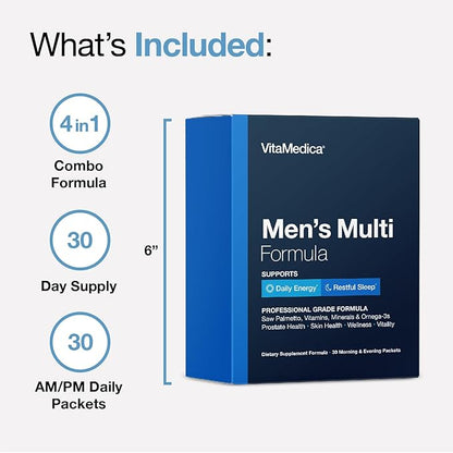 VitaMedica Men’s Multivitamin with Prostate Health Support Omega3s and 30 Easy