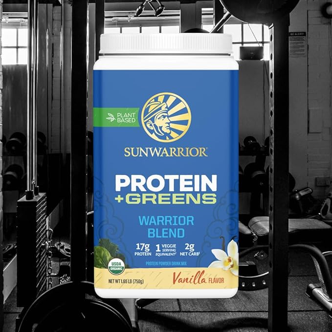 Sunwarrior Vegan Protein Powder Organic Plant-Based Protein | BCAA Amino Acids Hemp Seed Plant Protein | Soy Free Dairy Free Gluten Free Synthetic Free Non-GMO | Vanilla 30 Servings | Warrior Blend