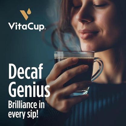 Decaf Genius Keto Coffee Pods with MCT Oil, Turmeric, and B Vitamins by VitaCup for Focus in Recyclable Single Serve Pod Compatible with K-Cup Brewers Including Keurig 2.0, 16 CT