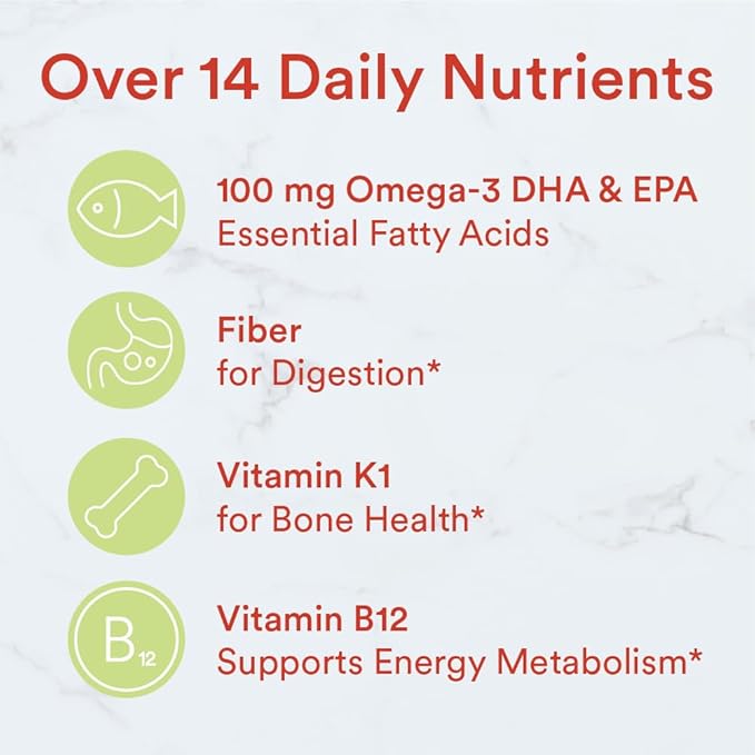 SmartyPants Kids Multivitamin Gummies and Fiber 3 Fish D3, C, B12, B6, B6, Vitamin 120 Count (30 Day
