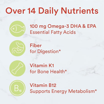 SmartyPants Kids Multivitamin Gummies and Fiber 3 Fish D3, C, B12, B6, B6, Vitamin 90 Count (22 Day