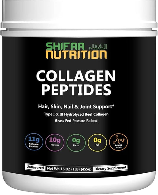 Halal & Grass-Fed Hydrolyzed Collagen Peptides 1 Lb. (16 Oz)