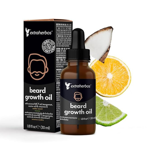 Beard and Skin Oil 30ml - 100% Natural and Organic with MCT Coconut, Bergamot, Vitamin E - Stimulates Growth, Deep Hydration, Softens and Strengthens - Cedar Scent