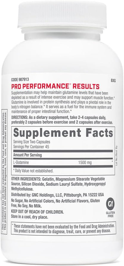 GNC Pro Performance L-Glutamine, 90 Capsules,