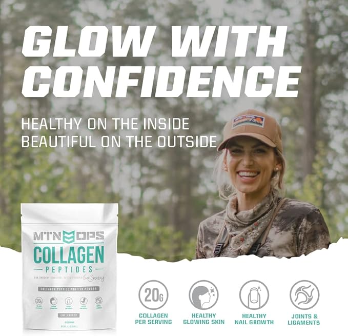 MTN OPS Collagen Peptide Protein Powder 20g Unflavored 30 Servings, 21.2 Ounce