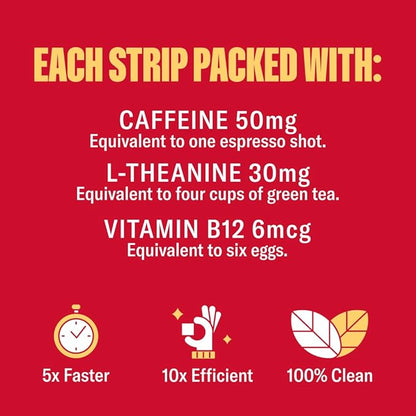 Energy | Natural, Instant Energy Strips with 50mg Caffeine, L-Theanine, Vitamin B12 | 30 Energy Strips = 30 Energy Drinks | 5X Faster Absorption (Cinnamon Vanilla)