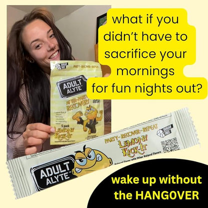 After Alcohol Aid Wellness Vitamins I Restore Better Mornings I Dihydromyricetin DHM & B Vitamins Complex I Antioxidants Supplement and Liver Support I 5 Powder Stick Drink Packets I Lemony Kick-It