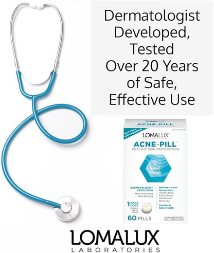 Acne Pill -Natural Skin Clearing Minerals Like Zinc & Sulfur, Dermatologist Developed, Clears & Prevents All Types of Face & Body Acne - NO Harsh Chemicals Like Topical Acne Treatments