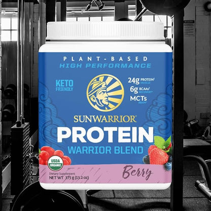 Vegan Protein Powder with BCAA | Organic Hemp Seed Protein Gluten Free Non-GMO Dairy Free Soy Sugar Free Low Carb Plant Based Protein Powder | Berry 15 SRV 375 G | Warrior Blend by Sunwarrior