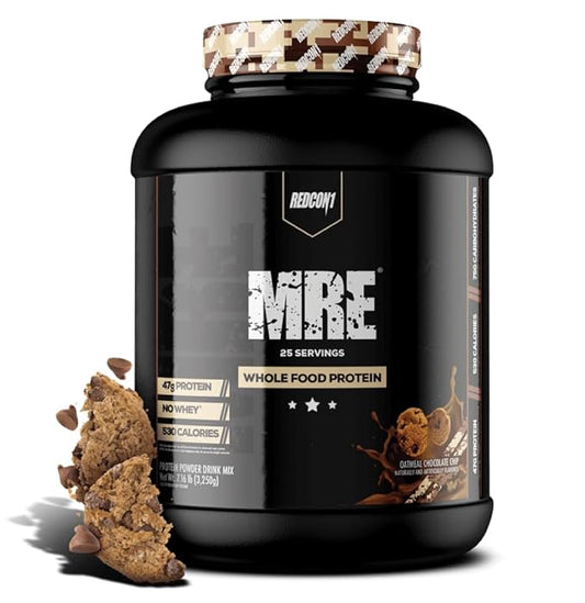 REDCON1 MRE Protein Powder, Oatmeal Chocolate Chip - Meal Replacement Protein Blend Made with MCT Oil & Whole Foods - Protein with Natural Ingredients to Aid in Muscle Recovery (25 Servings)