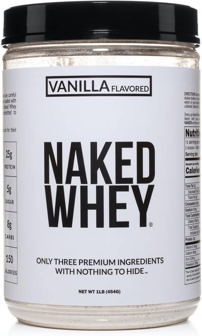 NAKED Vanilla Whey Protein 1Lb, Only 3 Ingredients, 12 Servings