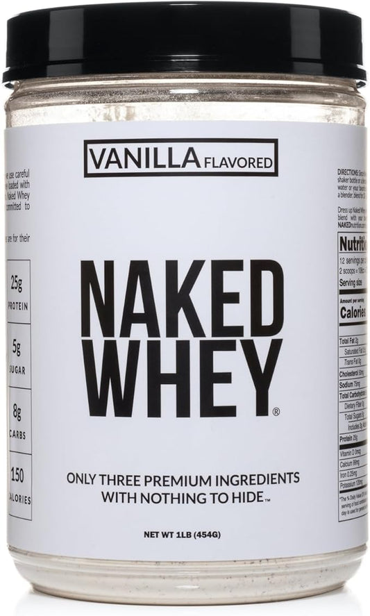 NAKED Vanilla Whey Protein 1Lb, Only 3 Ingredients, 12 Servings