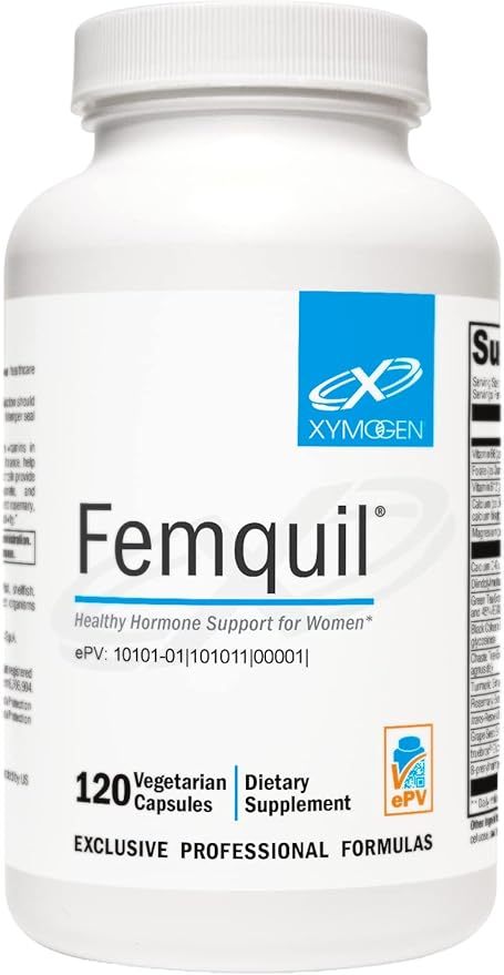 XYMOGEN Femquil - Promote Hormone Balance for Women - Biologically Active Methylfolate + Dim Supplement - May Help Ease Common Menopause & PMS Symptoms - Aid Antioxidant Activity (120 Capsules)
