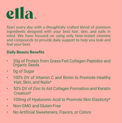 Ella Matcha Latte Collagen Protein Powder 20 Servings