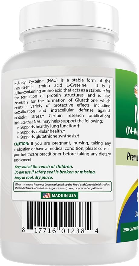 Best Naturals NAC N-Acetyl-Cysteine 600 mg 250 Capsules