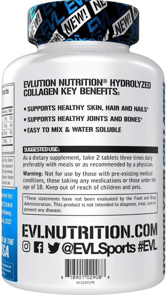 Evlution Nutrition Hydrolyzed Collagen 1400mg Hydrolyzed 30 Servings