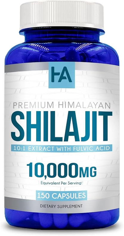 Shilajit 10,000mg (150 Capsules) - Premium Shilajit Capsule (Non-GMO & Gluten Free)