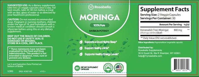 Moringa Powder Capsules - Pure Nutrient-Rich Moringa Powder - A Natural Green Antioxidant Superfood - Supports Energy, Skin Health, Gut Health+ - w/Essential Vitamins & Amino Acids A1