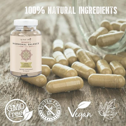 Hormone Balance for Women – Natural Female Energy & Mood Enhancement Pills – Hot Flashes Menopause Relief Supplement with Vitex Chasteberry, Dong Quai, Maca Root Powder, Ginseng – 90 Veggie Capsules