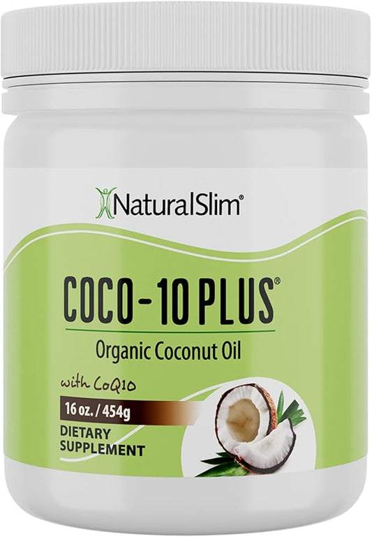NaturalSlim Coconut Oil with CoQ10 - MCT Oil Organic Coconut Oil for Baking, Mixing with Shake, Smoothies, Coffee, or Ingest Directly - Boost Energy, Metabolism and Immune System Fresh Flavor