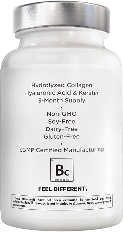Amen Biotin Collagen Vitamins+ Advanced Hair, 10,000mcg Biotin, 3-Month Supply, 90 Capsules