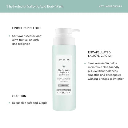 Naturium The Perfector Salicylic Acid Body Wash, Gentle & Smoothing Cleanser, 16.9 oz
