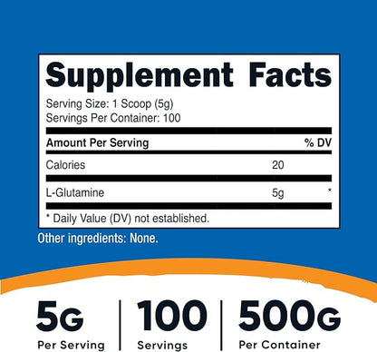 Nutricost L-Glutamine Powder (500 Grams) Unflavored 100 Servings
