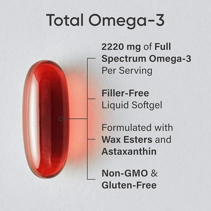Sports Research Total Omega-3 Fish Oil 960mg of (120 Softgels)