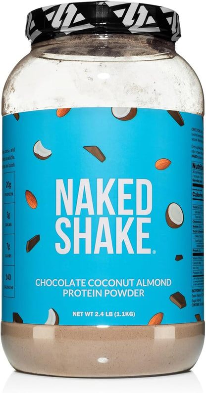 Naked Shake - Chocolate Coconut Almond Protein Powder - Flavored Plant Based Protein from US & Canadian Farms with MCT Oil, Gluten-Free, Soy-Free, No GMOs or Artificial Sweeteners - 30 Servings