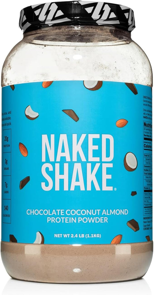 Naked Shake - Chocolate Coconut Almond Protein Powder - Flavored Plant Based Protein from US & Canadian Farms with MCT Oil, Gluten-Free, Soy-Free, No GMOs or Artificial Sweeteners - 30 Servings