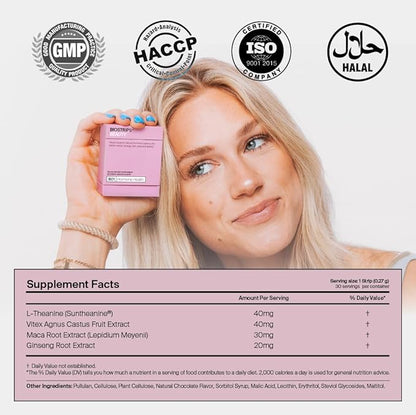 BIOSTRIPS® Hormone Health - Hormone Health for Women - Oral Supplement Strips - 4-in-1 Hormone Harmony - Supports Energy, Skin, Sleep, Hot Flashes - Chasteberry, L-Theanine, Ginseng, Maca Root - 30ct