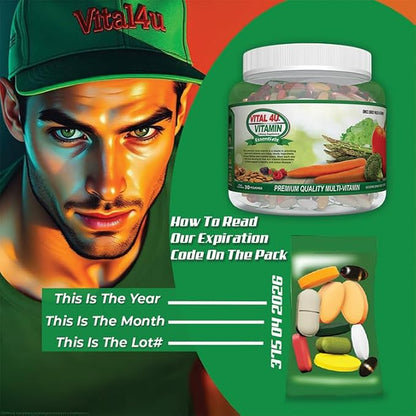 VITAL 4U® Vitamin Essentials - Daily Multivitamin for Both Men and Women, Immune Support, Multimineral Formula - 30 Servings
